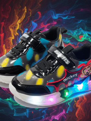 Black with Multi Colors Lightning Joggers – LED Light Shoes