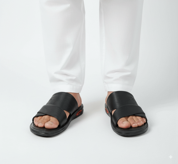 Black Cross-Strap Men’s Sandals – Daily Wear Comfort Slides