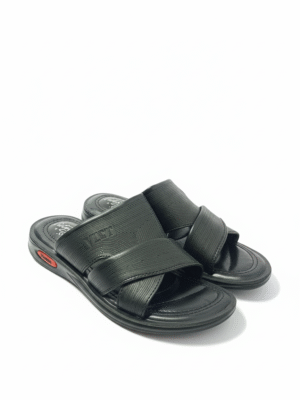 Black Cross-Strap Men’s Sandals – Daily Wear Comfort Slides