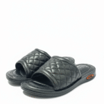 Premium Black Woven Leather Slide Sandals for Men