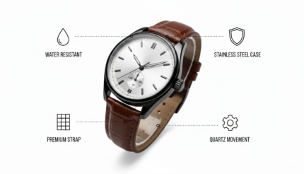 Classic Minimalist Men’s Watch with Brown Leather Strap