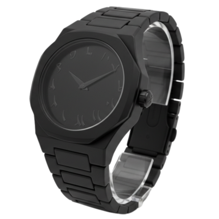 Title: Men's All Black Stealth Arabic Dial Octagonal Watch