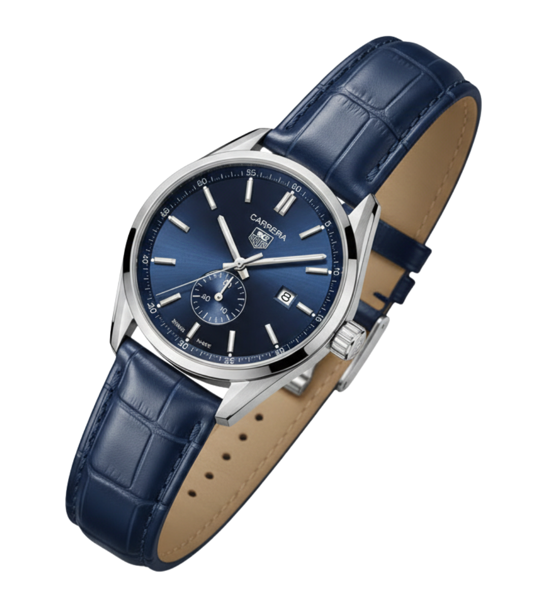 Carrera Blue Sunray Dial Navy Leather Men's Watch