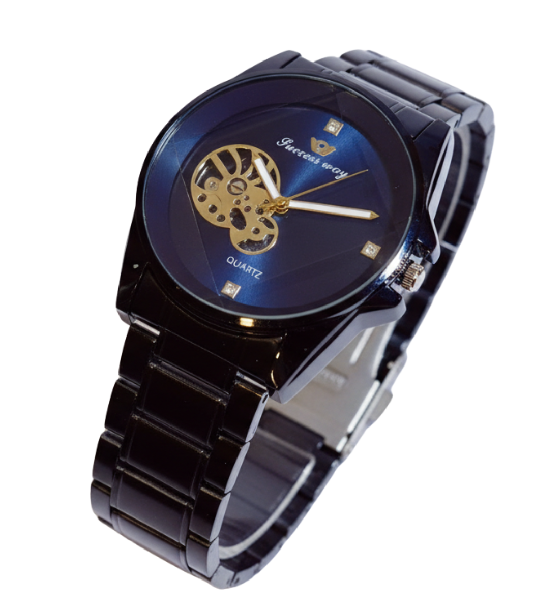 Elegant Success Way Black Metal Quartz Men's Watch