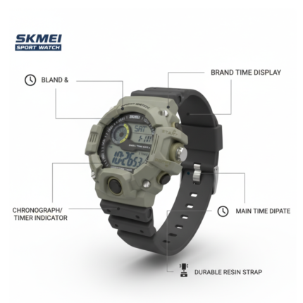 Army Green Dual Display Rugged Sports Watch