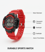 Bold Red Black Dual Display Sports Watch