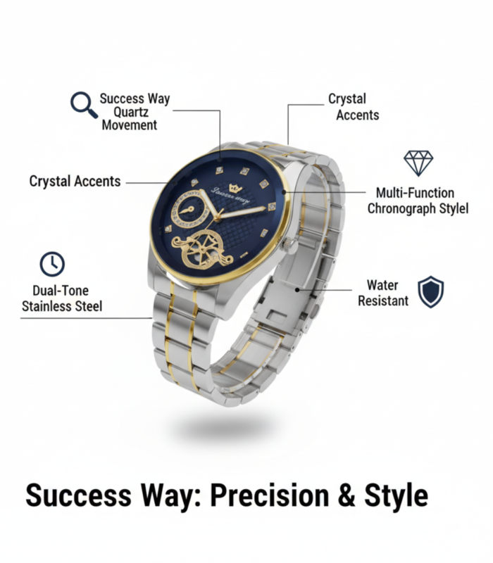 Luxury Success Way Two Tone Gold Blue Dial Watch