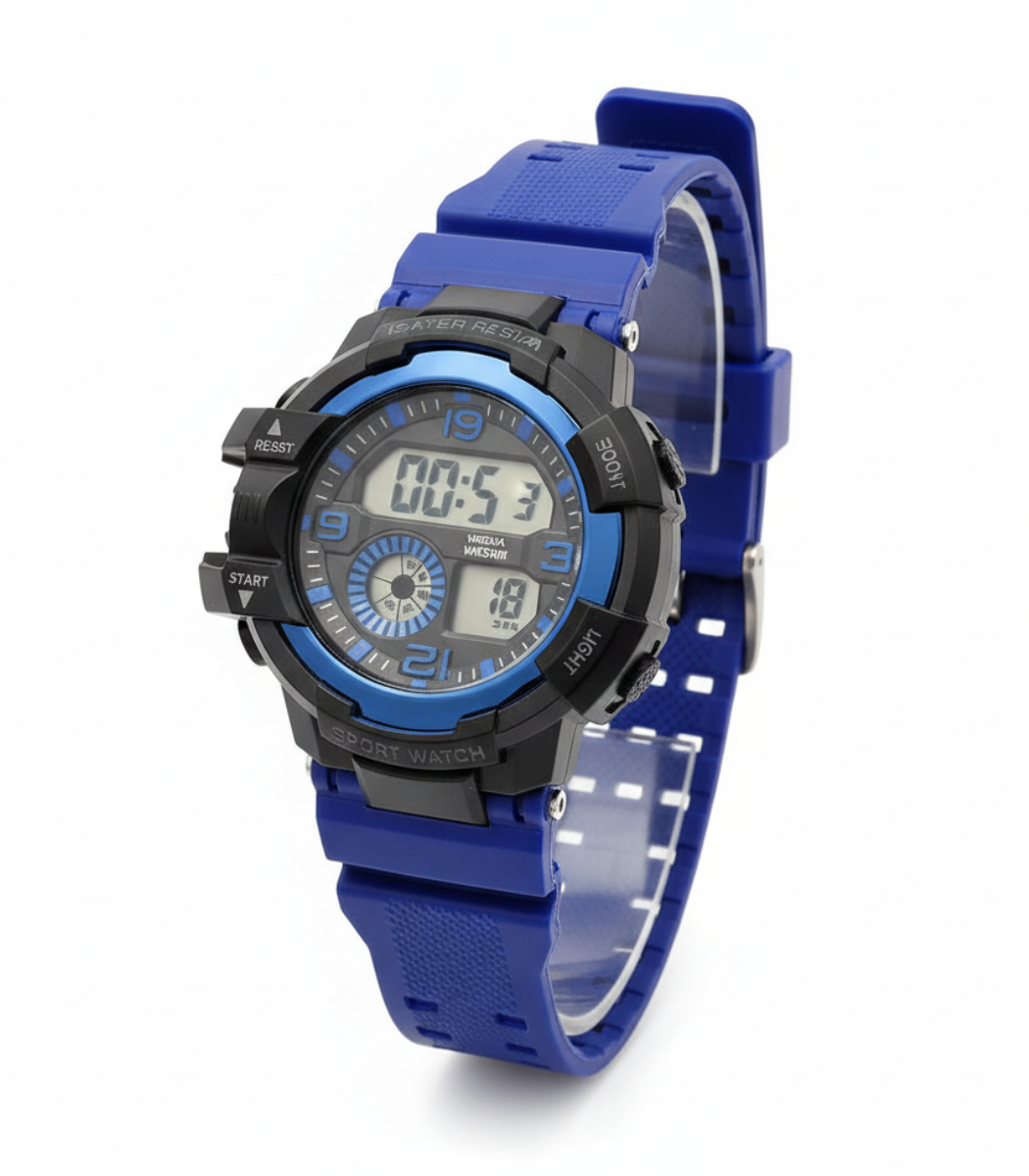 Bold Blue Black Dual Display Rugged Sports Watch Bold Blue Black Dual Display Rugged Sports Watch