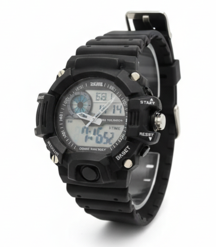 Men's Rugged Black Digital Analog Military Sports Watch