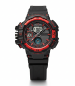 Bold Red Black Dual Display Men's Sporty Watch