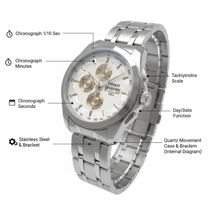 Classic Tissot 1853 Chronograph Silver Stainless Steel Watch