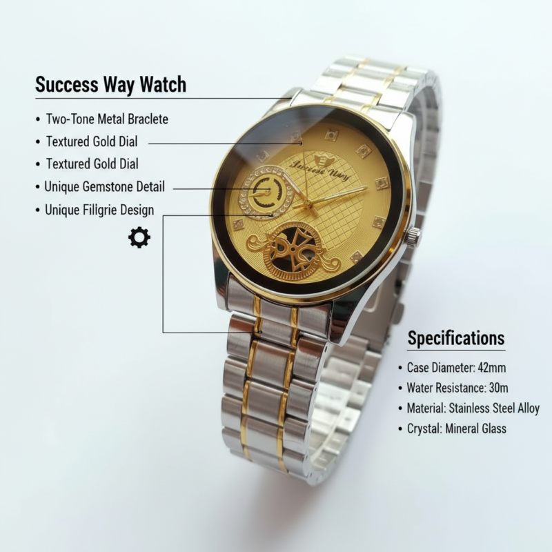 Luxury Success Way Gold Dial Two Tone Watch
