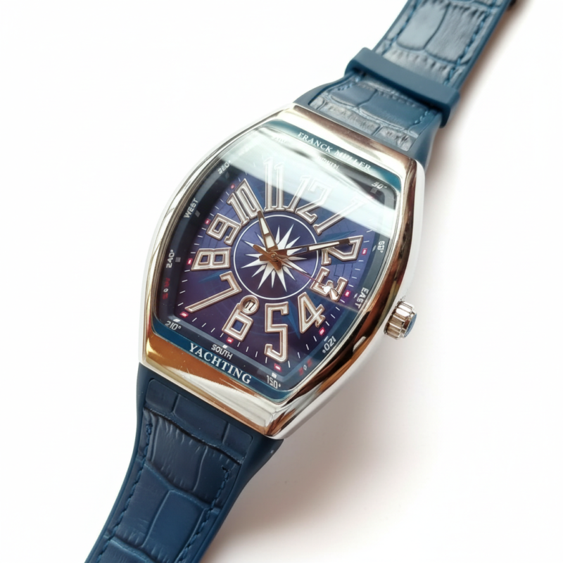 Franck Muller Yachting Blue Dial Leather Watch