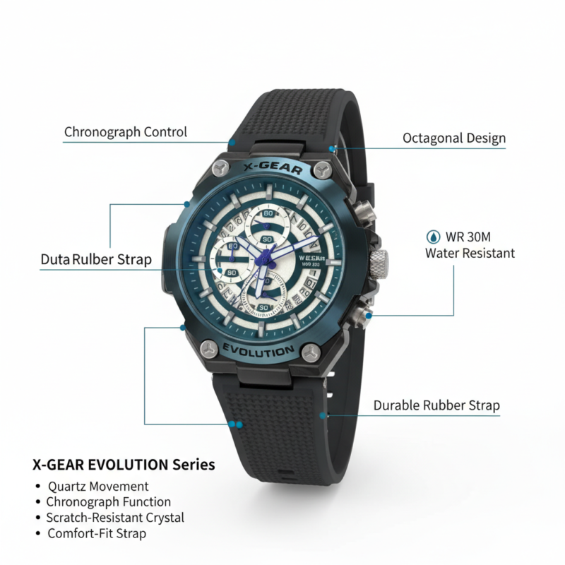 X-GEAR Sea Green Bezel Chronograph Sport Watch
