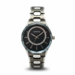 BARIHO Women's Modern Gunmetal & Silver Watch with Crystal Bezel