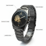 Men's Minimalist Black Success Way Watch with Open-Heart Dial