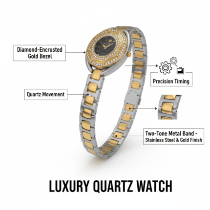 Elegant Moonstone Two Tone Crystal Bezel Women's Watch