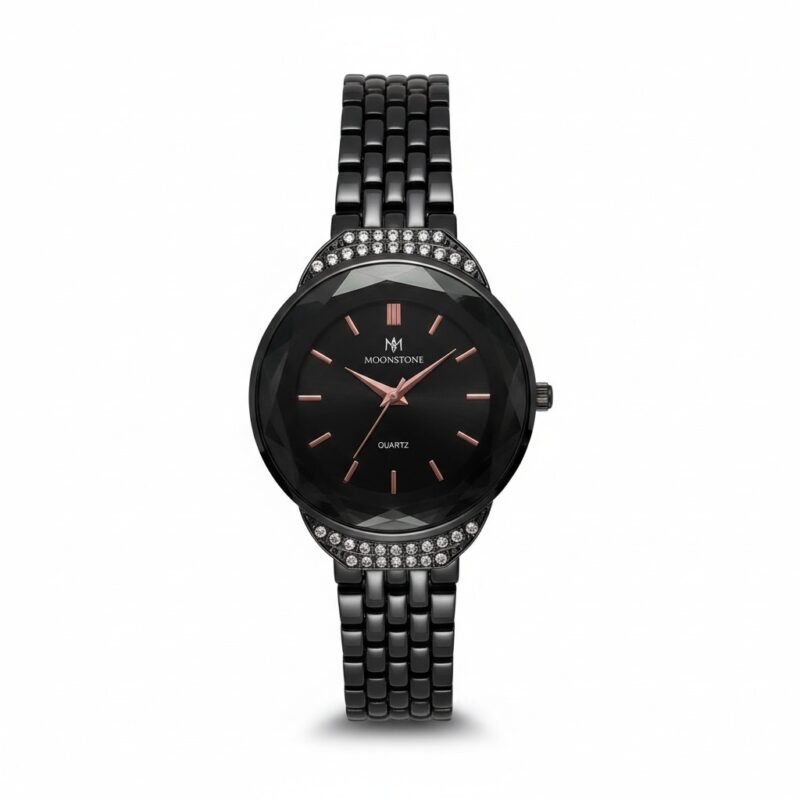 Moonstone Midnight Black Diamond-Set Quartz Watch