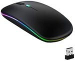 Slim Rechargeable Wireless Mouse - Silent 2.4G Optical Mouse with RGB LED Backlight