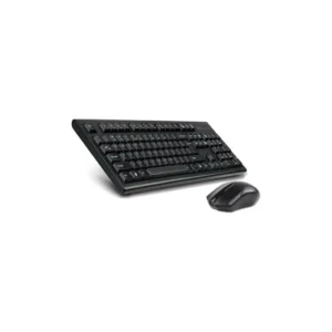 A4Tech 3000NS Wireless Desktop Combo – Silent Click Mouse & Multimedia Keyboard | 10m Range (Black)