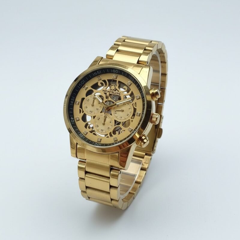 Montblanc Luxury Gold Skeleton Dial Men’s Chronograph Watch