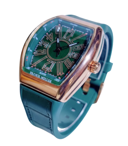 Luxury Rose Gold Square Emerald Green Men’s Watch