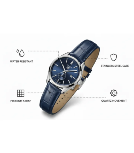 Carrera Blue Sunray Dial Navy Leather Men’s Watch