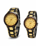 Bariho Gold Dial Quartz Couple Stainless Steel Watch