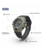 Army Green Dual Display Rugged Sports Watch