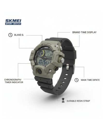 Army Green Dual Display Rugged Sports Watch