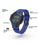 Bold Blue Black Dual Display Rugged Sports Watch