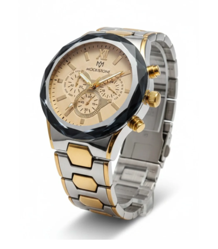 MoonStone Luxury Two-Tone Faceted Men’s Watch