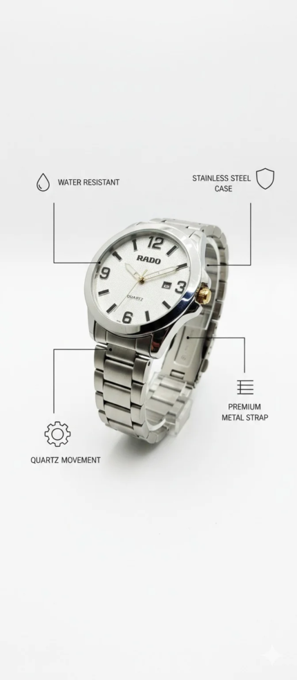 Classic Rado Quartz Silver Dial Stainless Steel Watch