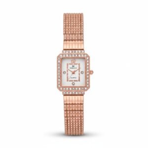 Morisson Luxury Rose Gold Diamond-Encrusted Square Watch for Women