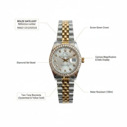 Elegant Two-Tone Rolex Datejust Style Silver Dial Watch