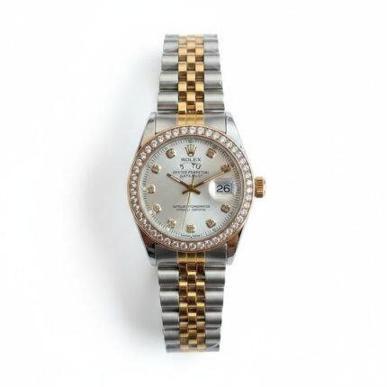 Elegant Two-Tone Rolex Datejust Style Silver Dial Watch