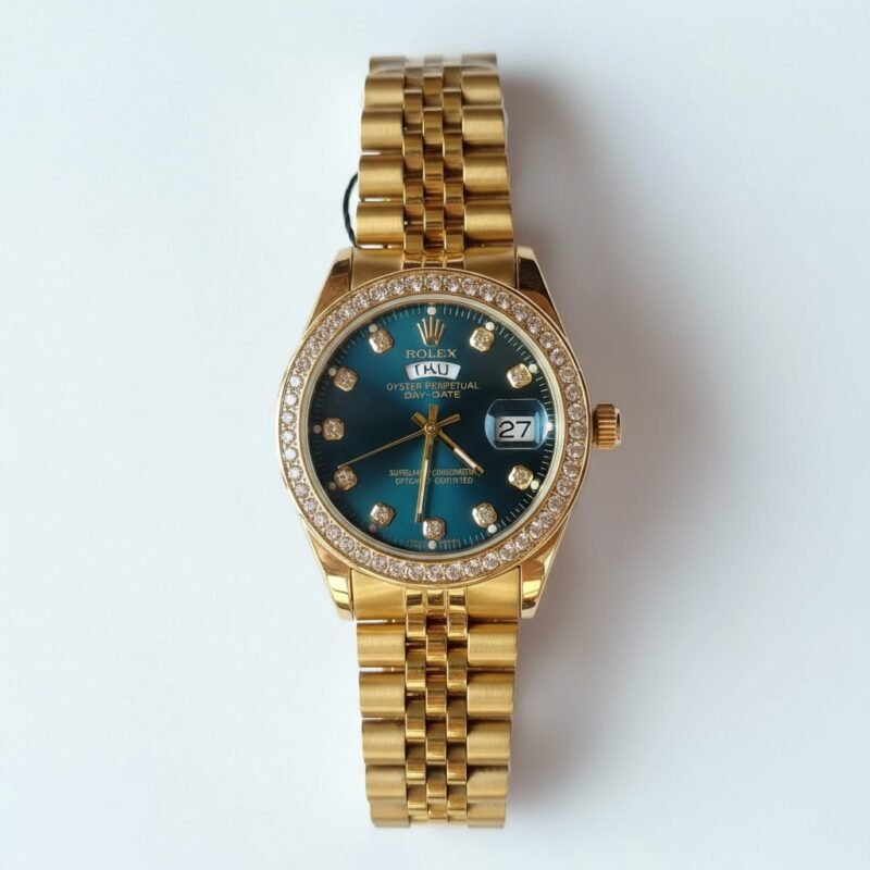Luxury Golden Rolex Datejust Style Watch with Diamond Bezel