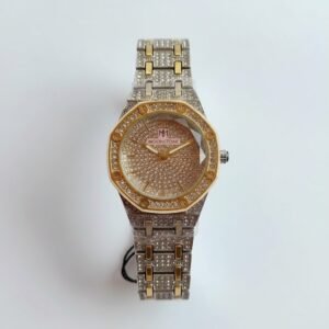 Moonstone Crystal Encrusted Two Tone Ladies Luxury Watch