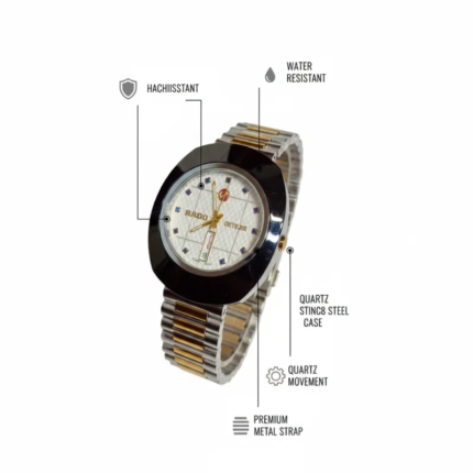 Rado Quartz Silver Watch with White Textured Dial