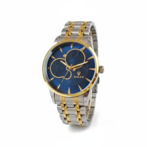 Luxury Two-Tone Blue Dial Men’s Watch – Gold & Silver Stainless Steel