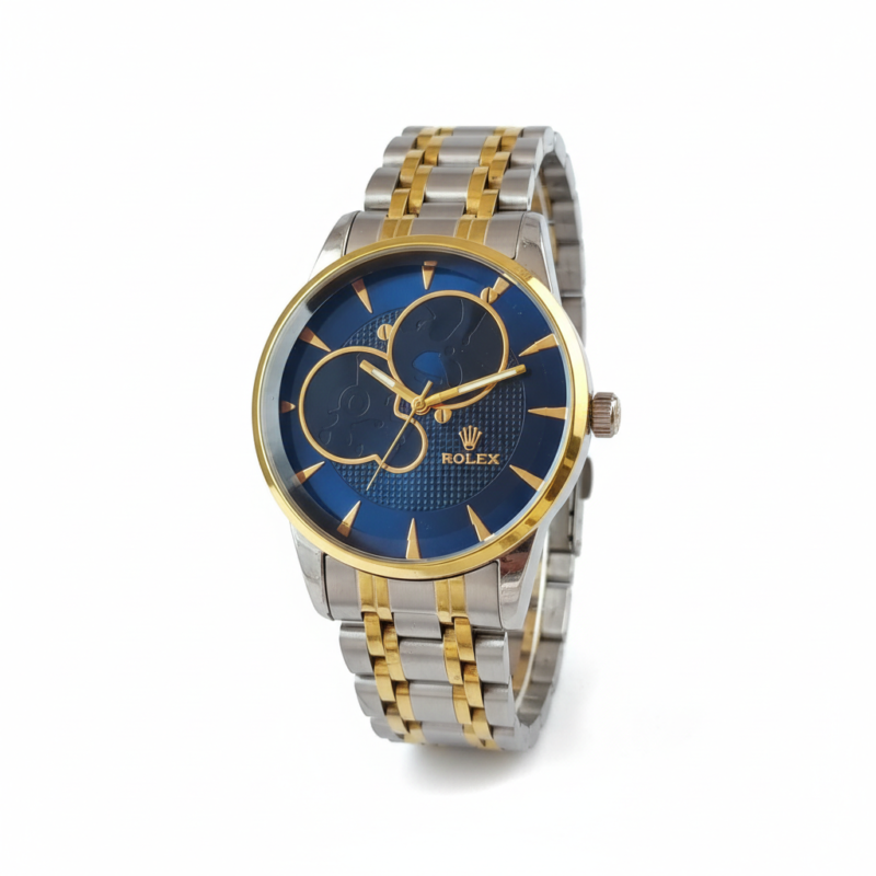 Luxury Two-Tone Blue Dial Men’s Watch – Gold & Silver Stainless Steel