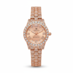 Elegant Rose Gold Women’s Watch with Diamond Accent Bezel – Moonstone