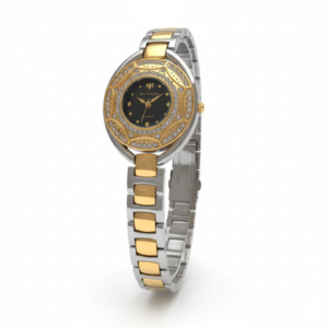 Elegant Moonstone Two Tone Crystal Bezel Women’s Watch