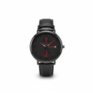 Minimalist Black Dial Leather Strap Casual Watch