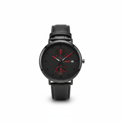 Minimalist Black Dial Leather Strap Casual Watch